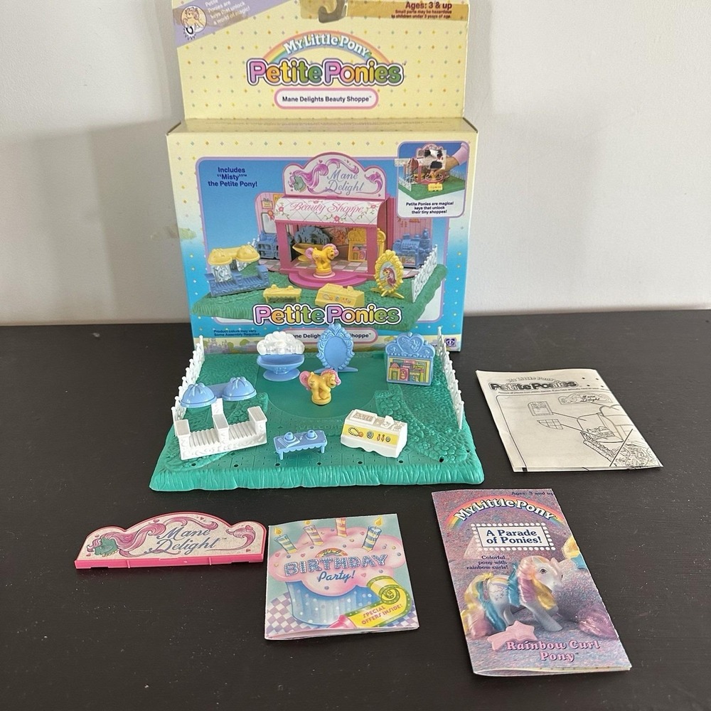 My Little Pony PETITE PONIES Mane Delights Beauty Shoppe W/ Box Hasbro 1989 Read